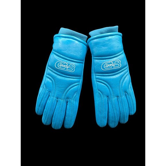 CB Sports Turquoise Leather Winter Ski Gloves Knit Cuffs & Insulation Women Sz.S - Picture 1 of 7